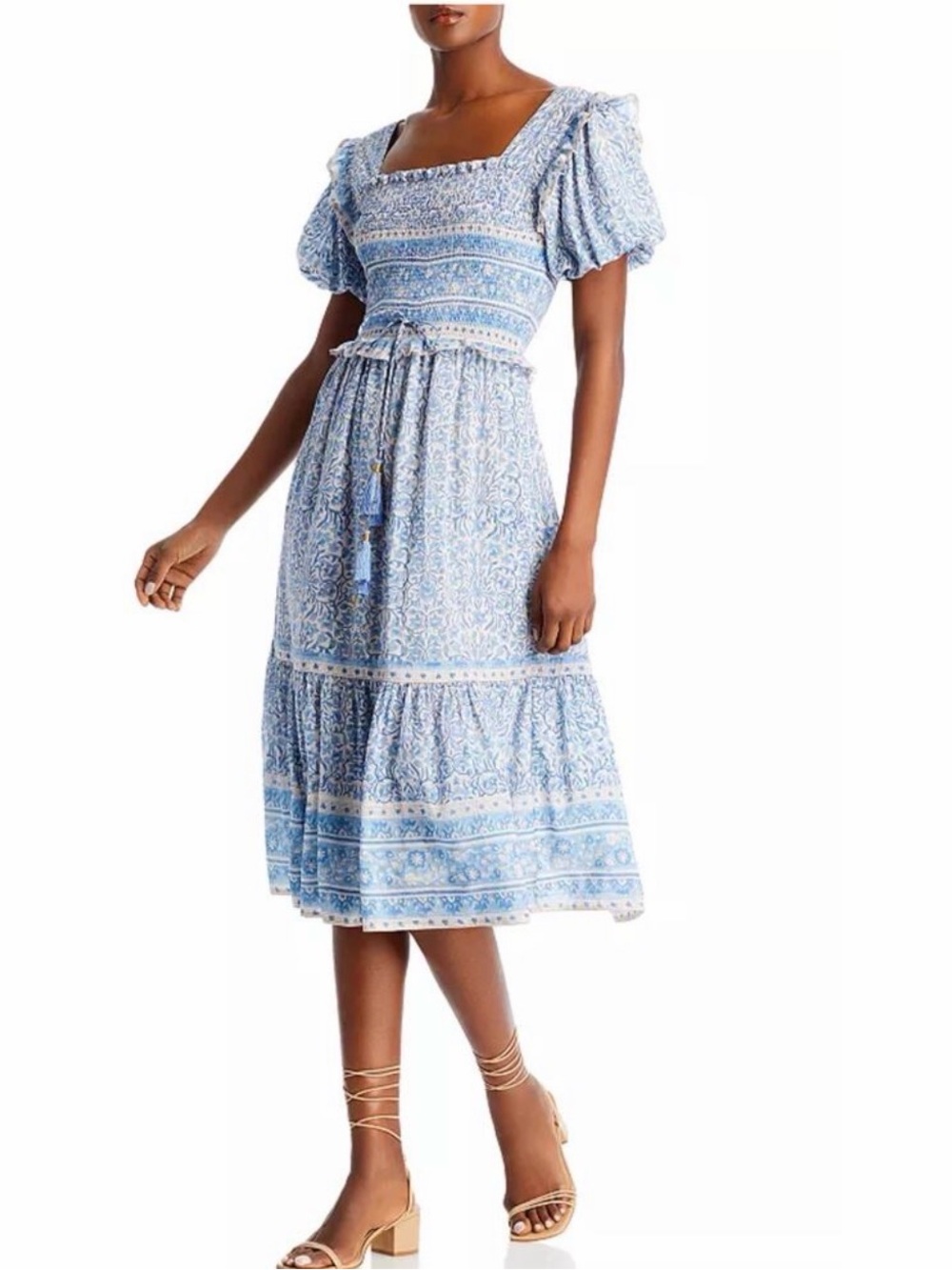Bell Ashley Ruffled Puff Sleeve Midi Dress